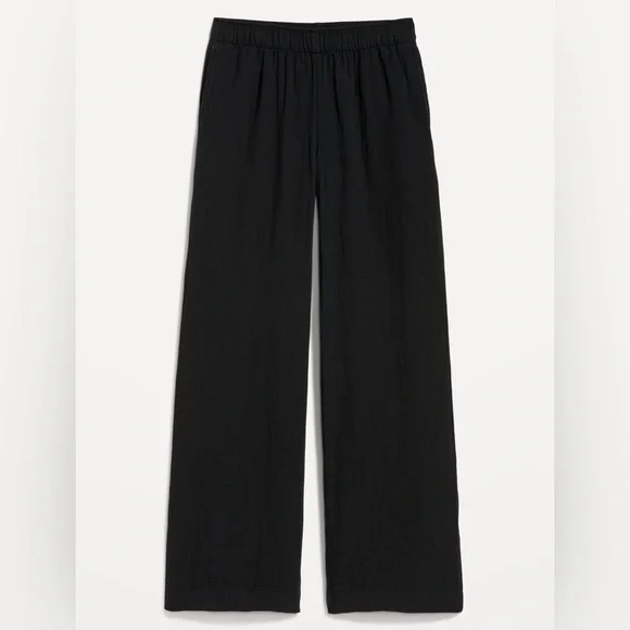 NWT! Old Navy Black High-Waisted Crinkle Gauze Super Wide-Leg Pants - Multiple - Picture 5 of 9